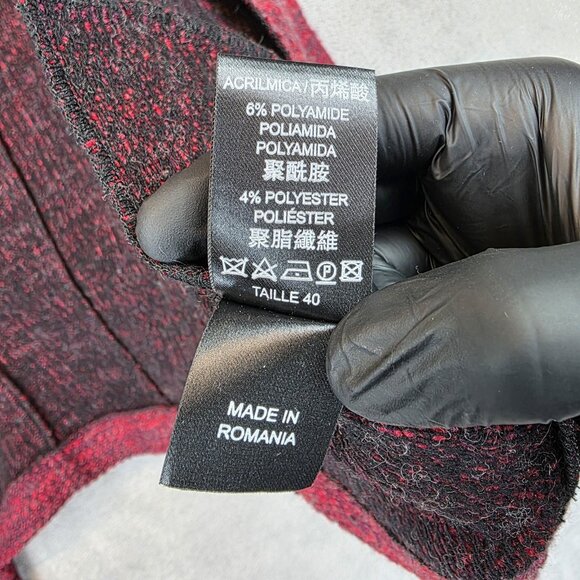 Cop Copine Jacket Womens Size 40 Red Wool Blend Rosaura Toggle Zip Pockets - Picture 13 of 13